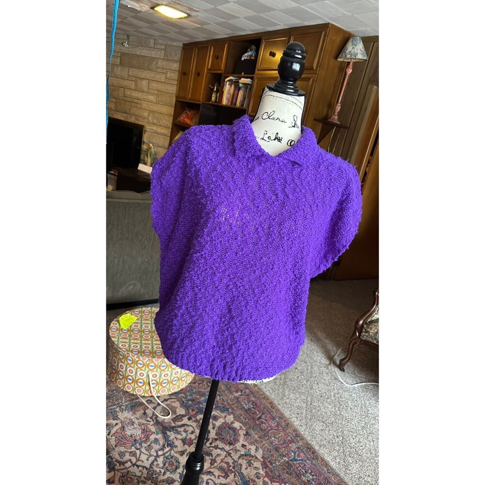 Vintage 80s purple batwing knit sweater